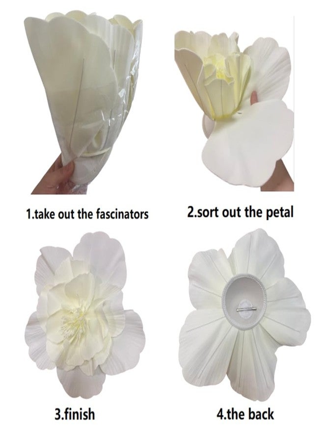 LDFWAY 4 Pack Large Flower Fascinators Hat for Women Headband Tea Party with Lace Gloves Necklace Earrings Set for Women Girls Wedding Accessories Beige - Image 5